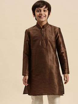 Sanwara - Brown Art Silk Kurta for Boys