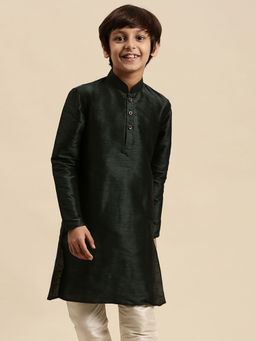 Sanwara - Green Art Silk Kurta for Boys