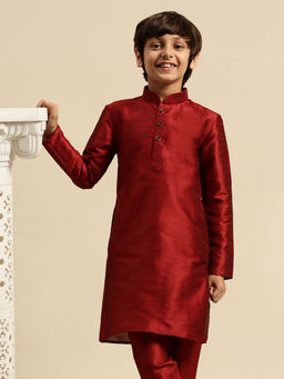 Sanwara - Maroon Art Silk Kurta for Boys