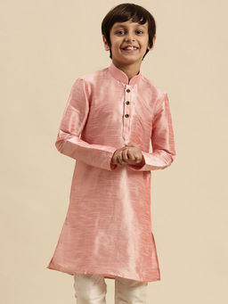 Sanwara - Pink Art Silk Kurta for Boys