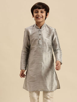 Sanwara - Grey Art Silk Kurta for Boys