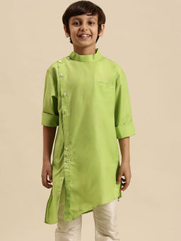 Sanwara - Green Art Silk Kurta for Boys
