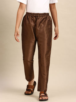 Sanwara - Boys Solid Brown Art Silk Pyjama