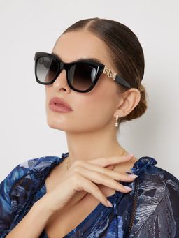 Guess - Women UV Protected Full Rim Grey Lens Square Sunglasses (52)