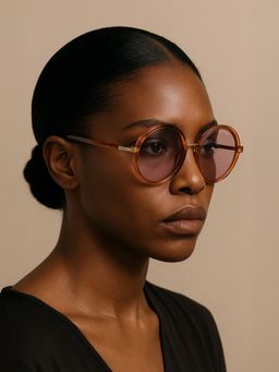 Guess - Women UV Protected Full Rim Purple Lens Round Sunglasses (57)