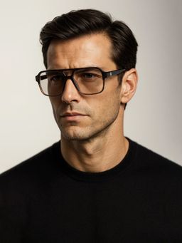 Guess - Eyewear for Men with Shiny Dark Brown Crystal Acetate Frame (56)