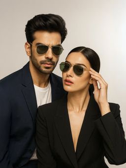 IDEE - Unisex Protected Solid Full Rim Pilot Shaped Sunglasses (59)