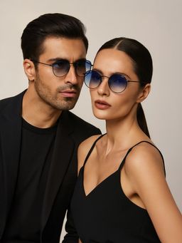 IDEE - Unisex Protected Gradient Full Rim Round Shaped Sunglasses (50)