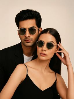 IDEE - Unisex Protected Solid Full Rim Round Shaped Sunglasses (50)