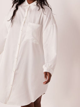 La Vie En Rose - Oversized Satin Button-down Sleepshirt