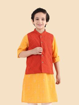Fabindia - Red Printed Nehru Jacket