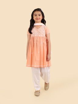 Fabindia - Coral Embroidered Kurta and Salwar with Dupatta