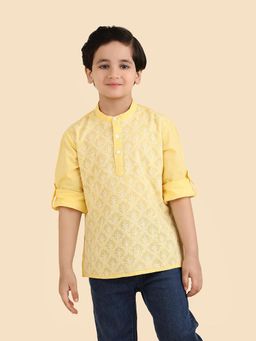 Fabindia - Yellow Embroidered Kurta