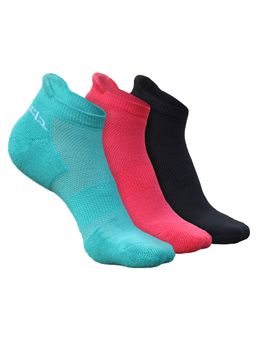 Heelium - Bamboo Ankle Socks for Women - 3 Pairs - Pink - Teal - Black - Odour Free