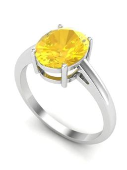 Margento Jewels - 925 Sterling Silver Citrine Bridal Solitaire Ring