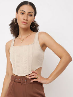 Missguided - Sand Cami Corset Crop Top