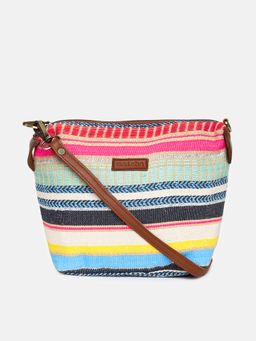 Maisha - Womens Multicolour Stripes Pouch Cum Sling Bag