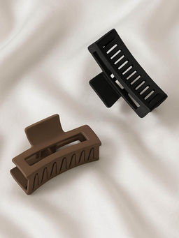 Hair Drama Co. - Matte Neutral Hair Claw Clips - Pack of 2 - Black