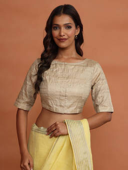 Fabindia - Women Beige Woven Silk Stitched Blouse