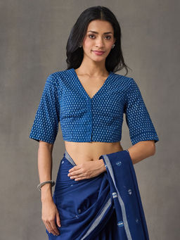 Fabindia - Women Indigo Printed Cotton Stitched Blouse
