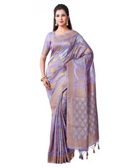 Mimosa - Silk Purple Saree With Blouse Piece