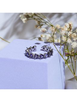 Salty - Purple Silver Heart Row Tennis Ring