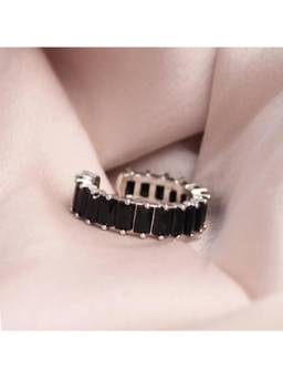 Salty - Black Silver Cubic Tennis Ring