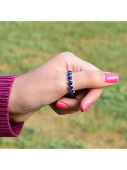 Salty - Blue Azure Heart Row Silver Tennis Ring