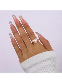 Salty - White Dainty Heart Gold Ring
