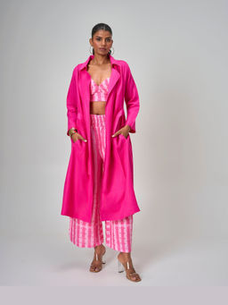 HONEY&ME - The Fuchsia Linen Overcoat With Belt