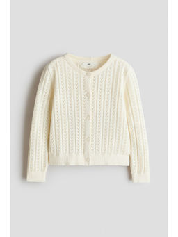 H&M - Girls White Pointelle-Knit Cotton Cardigan