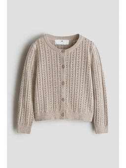 H&M - Girls Beige Pointelle-Knit Cotton Cardigan