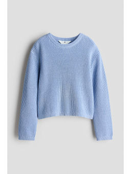 H&M - Girls Blue Rib-Knit Jumper