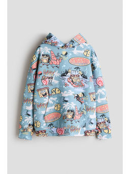 H&M - Boys Turquoise Brushed-Inside Printed Hoodie