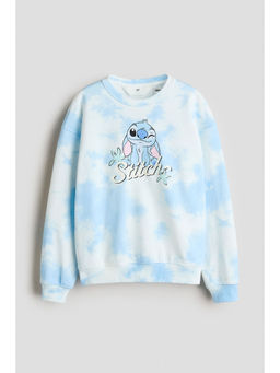 H&M - Girls Blue Brushed-Inside Printed Sweatshirt