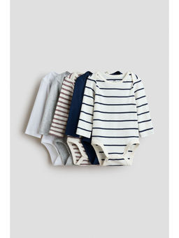 H&M - Boys White 5-Pack Cotton Envelope-Neck Bodysuits