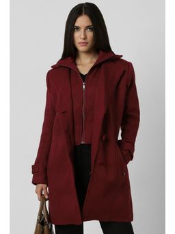 Van Heusen - Women Maroon Textured Casual Jacket