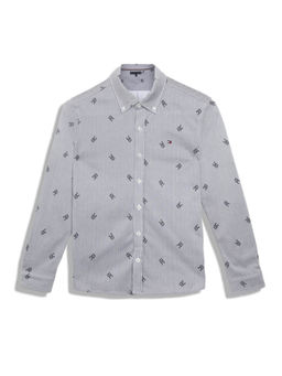 Tommy Hilfiger - Boys Printed Regular-Fit Cotton Shirt Blue
