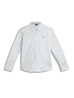 Tommy Hilfiger - Boys Printed Regular-Fit Cotton Shirt White
