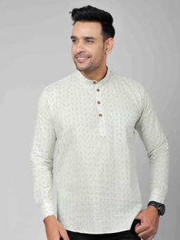 House of Gulab - White Full Sleeves Cotton Kurta Collar Shirt