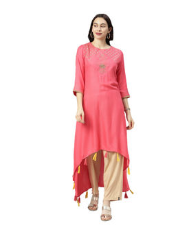 NEERU'S - Coral Embellished High Low Kurta