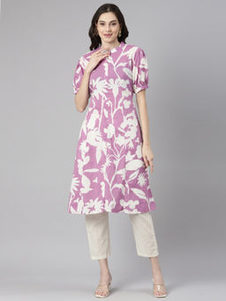 NEERU'S - Lavender Casual Floral Straight Kurta