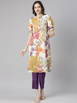 NEERU'S - Multi Color Casual Floral Straight Kurta