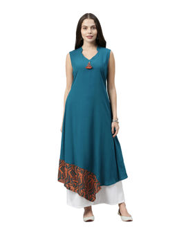 NEERU'S - Blue Printed High Low Kurta