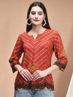 Shree - Women Viscose Orange Printed Tunic