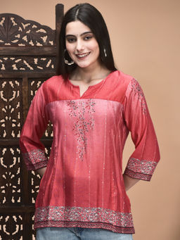 Shree - Women Muslin Pink Printed Tunic