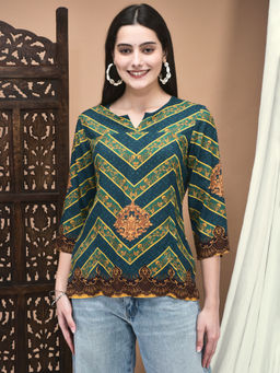 Shree - Women Viscose Teal Printed Tunic