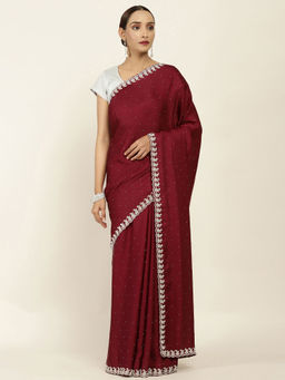 Soch - Embellished Crepe Saree with Unstitched Blouse