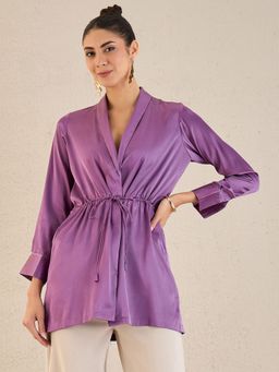First Resort by Ramola Bachchan - Lilac Semi-Formal Embellished Satin Top
