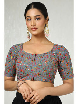 Soch - Womens Grey Georgette Embroidered Sequins Blouse